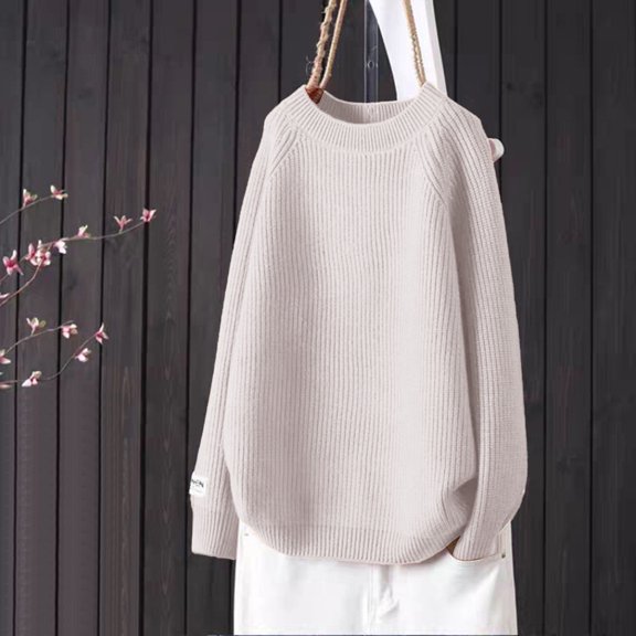 Wowcloth Women's Lightweight Autumn Casual Long Sleeve Round Neck Pullover Sweater for Daily Wear