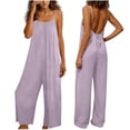 thumbnail image 1 of Wowcloth Women's Linen Cotton Jumpsuit, Strapless Backless Design, Solid Color Fashion Casual One-Piece for Daily Wear, 1 of 6