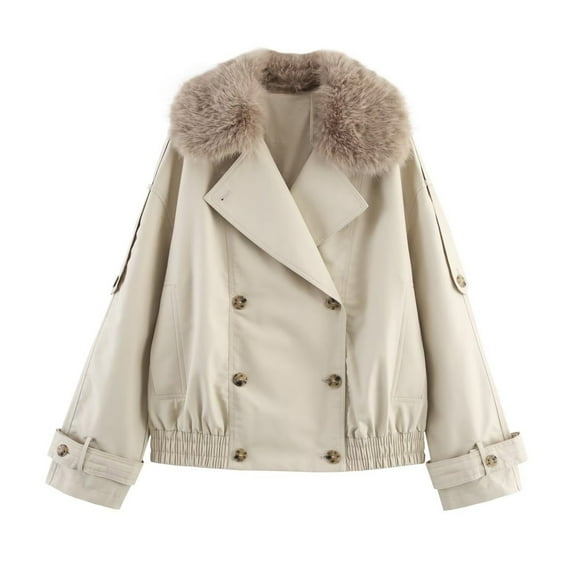 Wowcloth Women's Long Sleeve Notch Lapel Solid Color Casual Jacket - Button Closure Hoodless Coat with Pockets for Everyday Wear & Outdoor Activities