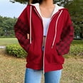 thumbnail image 1 of Wowcloth Women's Long Sleeve Plaid Print Hooded Sweatshirt - Oversized Fit Zip-Up Front with Flap Pockets, Casual Streetwear & Loungewear Essential, 1 of 6