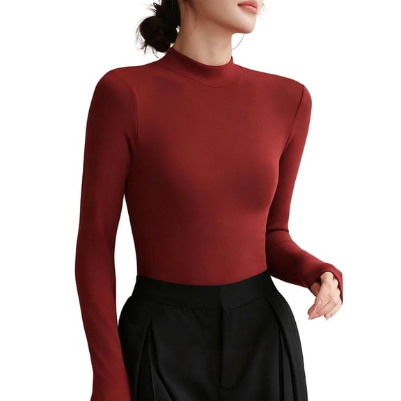 Wowcloth Women's Long Sleeve Round Neck Shirt, Solid Color Casual Pullover Top for Everyday Wear and Office