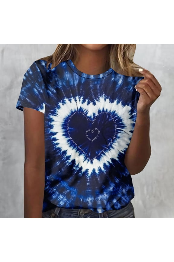 Women's Loose Fit T-shirt, Fashionable with Random Valentine's Day Print, Round Neck Short Sleeve for Casual and Daily Wear