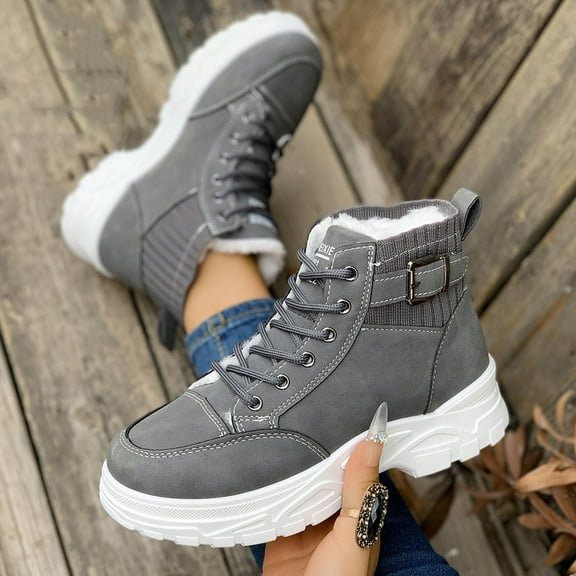 Wowcloth Women's Mid-Calf Boots – Comfortable Slip-On with Plush Lining & Thick Sole for Fashionable Casual & Edgy Autumn Winter Style