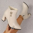thumbnail image 1 of Wowcloth Women's Mid-Calf Boots – Edgy Chunky Heel with Versatile Buckle & Zipper Details, Fashion Casual Autumn Winter Footwear, 1 of 9