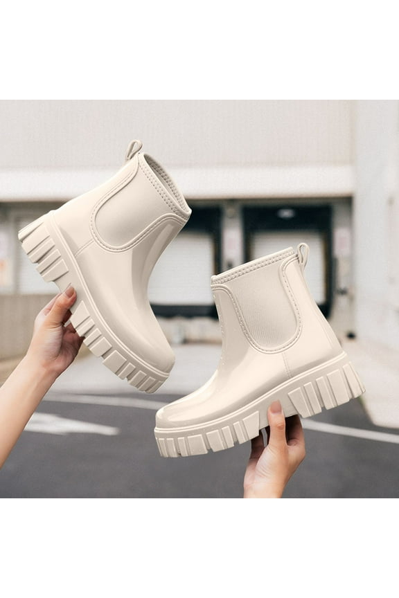 Women's Mid-Calf Rain Boots – Waterproof & Slip-Resistant Solid Color Design for Spring Summer Outdoor Wear, Japanese Style Casual Fashion