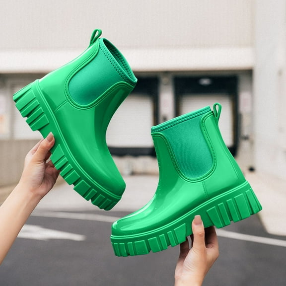 Wowcloth Women's Mid-Calf Rain Boots – Waterproof & Slip-Resistant Solid Color Design for Spring Summer Outdoor Wear, Japanese Style Casual Fashion