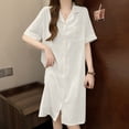 thumbnail image 1 of Wowcloth Women's Nightgown, Solid Color with Notched Collar and Button Front, Comfortable for Home and Sleep, 1 of 5