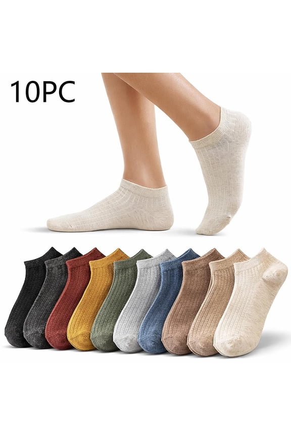 Women's No-Show Socks, Multicolor, Solid Cotton for Daily Use and Comfort