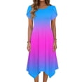 thumbnail image 1 of Wowcloth Women's Ombre Print Dress with Round Neck, Flutter Sleeves and Asymmetrical Hem for Casual Daily Wear and Party, 1 of 6