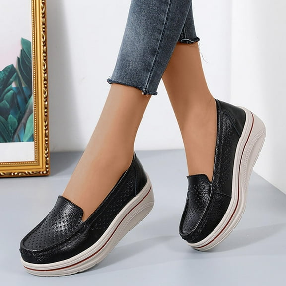 Wowcloth Women's Openwork Shoes – Comfortable Thick Sole Casual with Breathable Design for Everyday Wear