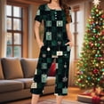thumbnail image 1 of Wowcloth Women's Pajama Set, Fashionable Casual Loose-Fit with Christmas Print, Round Neck Short Sleeve Button-Up Top and Cropped Pants, Comfortable Sleepwear for Daily Wear and Home Relaxation, 1 of 6