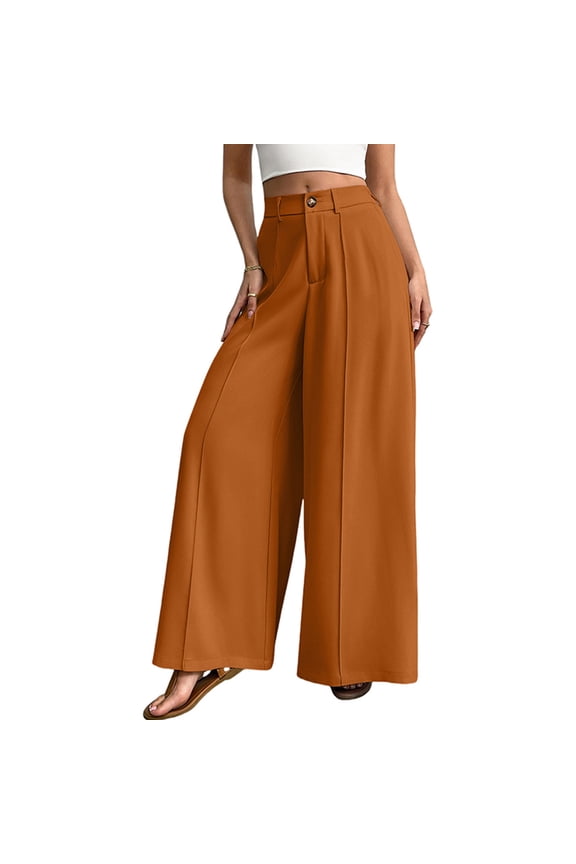 Women's Palazzo Pants, Solid Color Loose Fit, Flowy and Comfortable for Beach, Vacation and Daily Wear