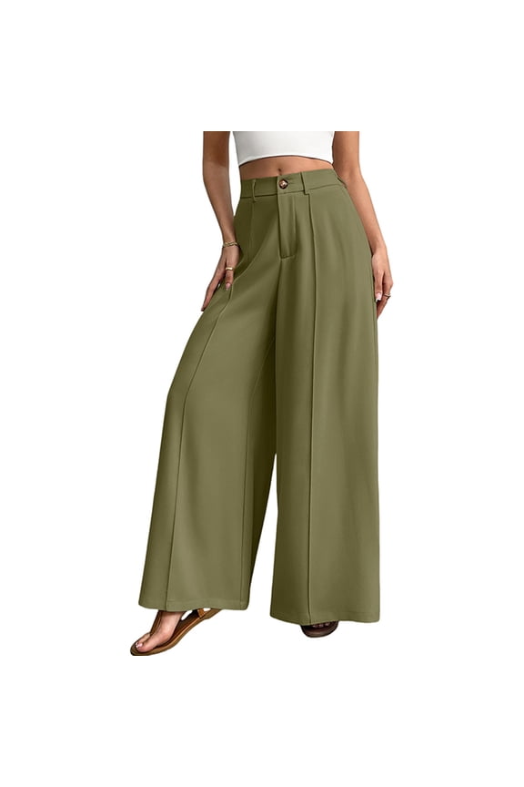 Women's Palazzo Pants, Solid Color Loose Fit, Flowy and Comfortable for Beach, Vacation and Daily Wear