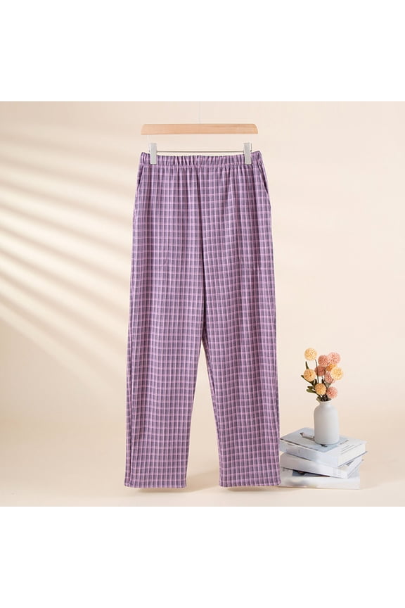 Women's Plaid Pajama Pants, Loose-Fitting with Elastic Waist, Thickened for Warmth, Cozy Comfort for Home Lounge and Casual Wear