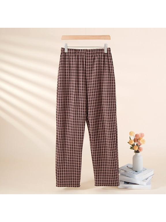 Women's Plaid Pajama Pants, Loose-Fitting with Elastic Waist, Thickened for Warmth, Cozy Comfort for Home Lounge and Casual Wear