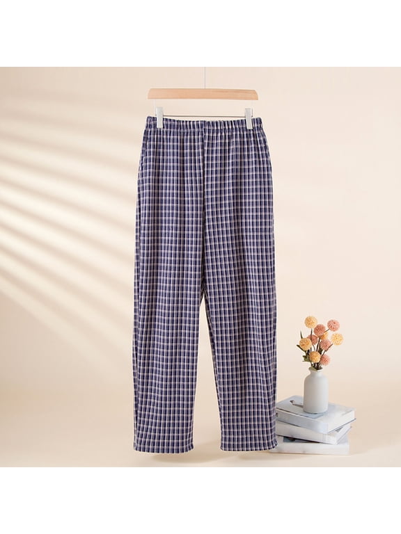 Women's Plaid Pajama Pants, Loose-Fitting with Elastic Waist, Thickened for Warmth, Cozy Comfort for Home Lounge and Casual Wear