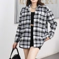thumbnail image 1 of Wowcloth Women's Plaid Pocket Long Sleeve Coat - Non-Hooded Button-Up Collar Fleece-Lined Jacket for Casual Winter & Everyday Wear, 1 of 5