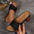 thumbnail image 1 of Wowcloth Women's Platform Heeled Slides – Solid Color Heel Design for Spring Summer Casual Fashion, 1 of 9