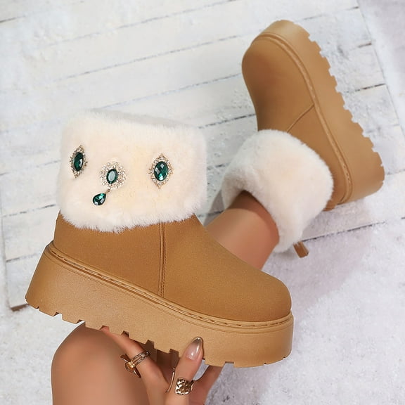 Wowcloth Women's Platform Snow Boots – Plus Size Winter Boots with Thick Sole, Comfort Lift for Cold-Weather Outdoor Wear