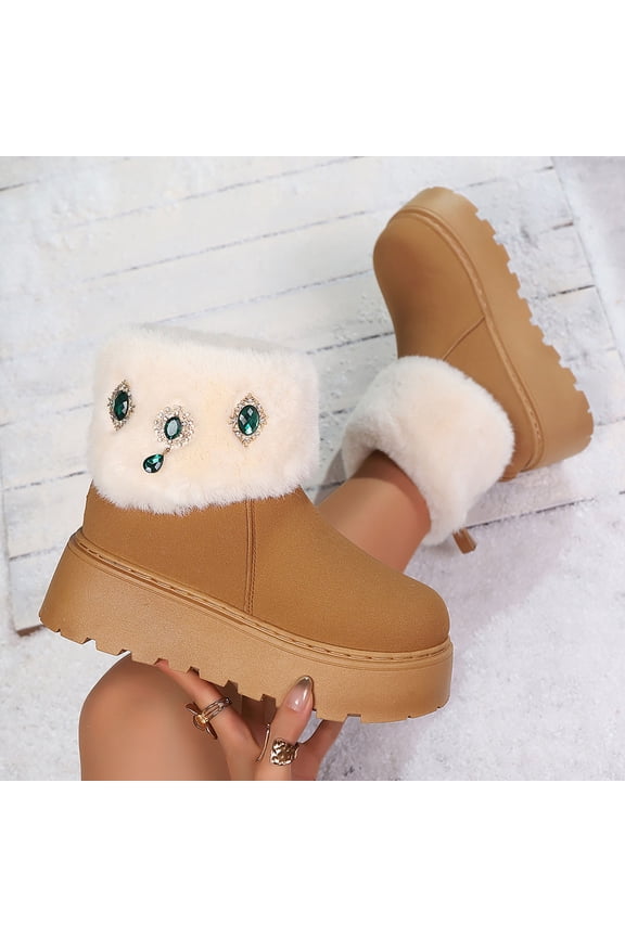 Women's Platform Snow Boots – Plus Size Winter Boots with Thick Sole, Comfort Lift for Cold-Weather Outdoor Wear