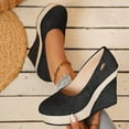 thumbnail image 1 of Wowcloth Women's Platform Wedge Shoes – Fashionable Round Toe with Thick Sole and Rope Detail in Solid Colors for Casual Spring and Autumn Wear, 1 of 5