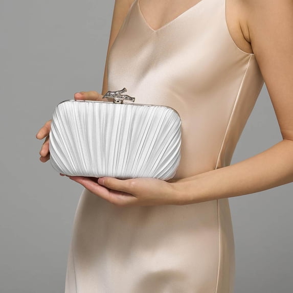 Wowcloth Women's Pleated Clutch Bag with Zipper Closure, Fashionable Evening Party Purse for Wedding and Formal Wears, Spring Summer Accessory