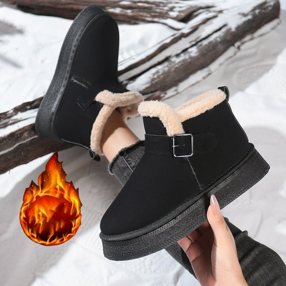 Wowcloth Women's Plus Size Cold-Resistant Snow Boots – Comfortable Round Toe Chunky Heel Platform Winter Boots for Everyday Versatile Outfits
