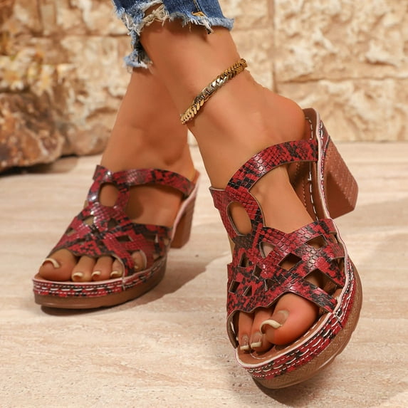 Wowcloth Women's Plus Size Peep Toe Platform Sandals – Comfortable Heel with Open Toe Design for Versatile Beach and Casual Wear in Spring Summer