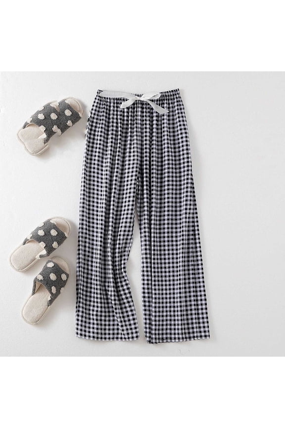 Women's Printed Lounge Pants, Summer Lightweight Loose Fit Knitted 100% Cotton for Home and Casual Wear