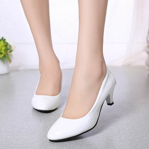 Wowcloth Women's Professional Leather Pumps – Comfortable Round Toe with Slim 3CM Heel & Low-Cut Design for Work and Casual Versatile Style