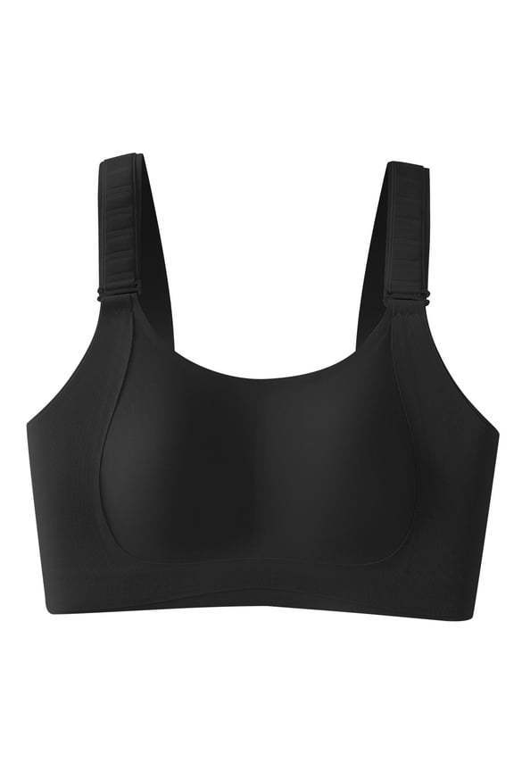 Women's Push-Up Bra, Solid Color with Bunny Ear Padding and Back 4-Row Closure, Seamless Wire-Free Breathable, for Daily Wear