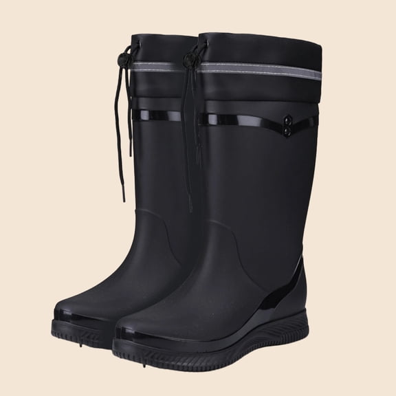 Wowcloth Women's Rain Boots - Fashion Casual Cuff Top Tall Waterproof Slip-Resistant Fleece Lined for Everyday Wear & Rainy Days