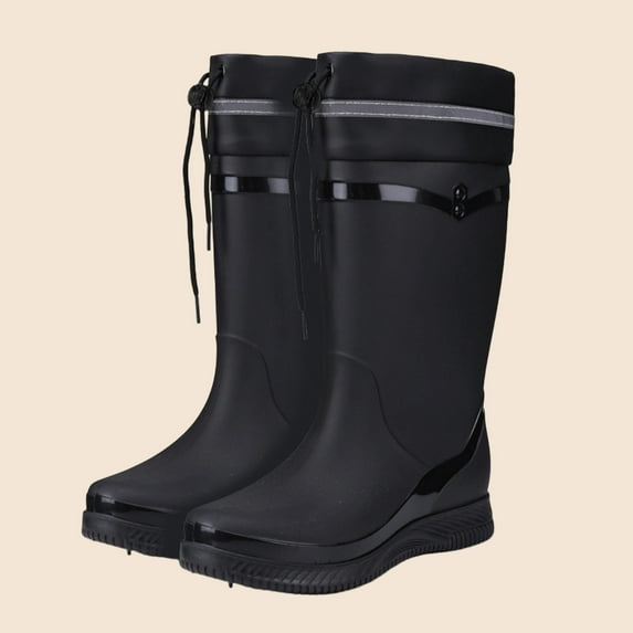 Wowcloth Women's Rain Boots - Fashion Casual Cuff Top Tall Waterproof Slip-Resistant Fleece Lined for Everyday Wear & Rainy Days