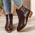 thumbnail image 1 of Wowcloth Women's Retro Buckle Decor Ankle Boots – Comfortable Chunky Heel with Side Zipper Closure & Versatile Styling for Autumn/Winter Footwear, 1 of 7