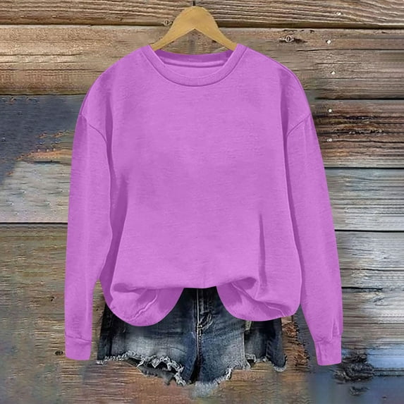 Wowcloth Women's Round Neck Solid Color Oversized Sweatshirt - Hoodless Loose Fit Pullover for Casual Wear & Everyday Comfort