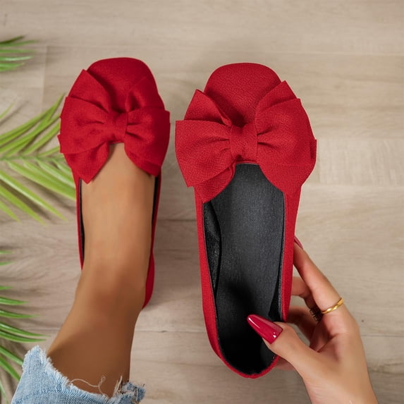 Wowcloth Women's Round Toe Bow Flats – Comfortable Slip-On Design with French Style for Versatile Summer Casual Wear