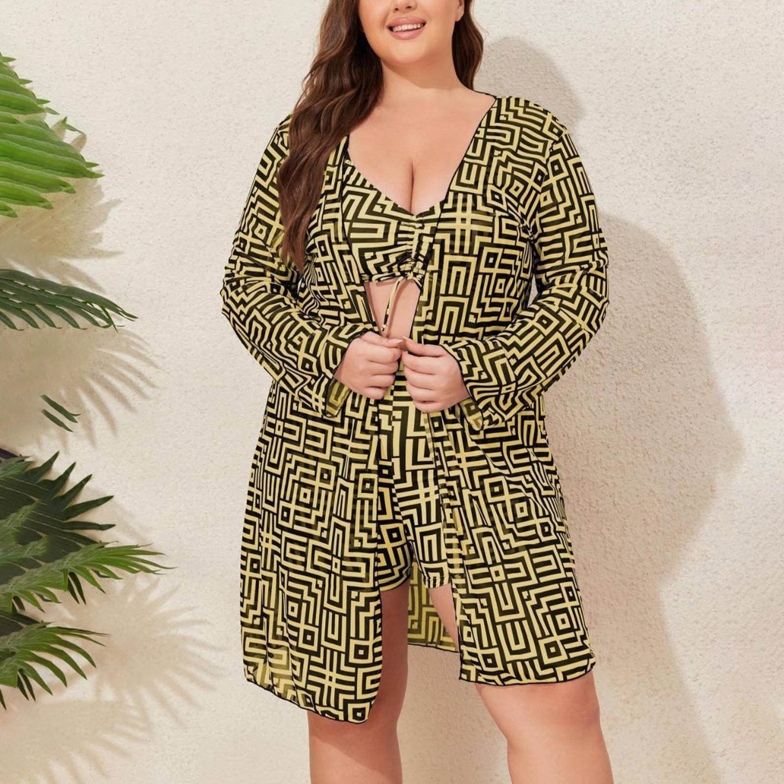 Wowcloth Women's Sexy Backless Bikini Swimsuit Set with Cover-Up, Two ...