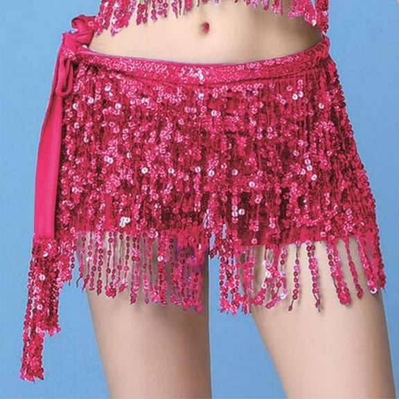 Wowcloth Women's Sexy Hip Scarf Sequined Tassel Waist Scarf Adult Female Belly Dance Dress Bandage Waist Chain Skirt