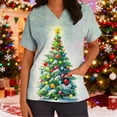 thumbnail image 1 of Wowcloth Women's Short Sleeve V-Neck Shirt with Christmas Print and Pocket, Work Uniform for Nursing and Daily Casual Wear, 1 of 6