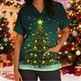 thumbnail image 1 of Wowcloth Women's Short Sleeve V-Neck Top with Christmas Print and Pocket, Casual Scrub Style for Holiday and Daily Wear, 1 of 7