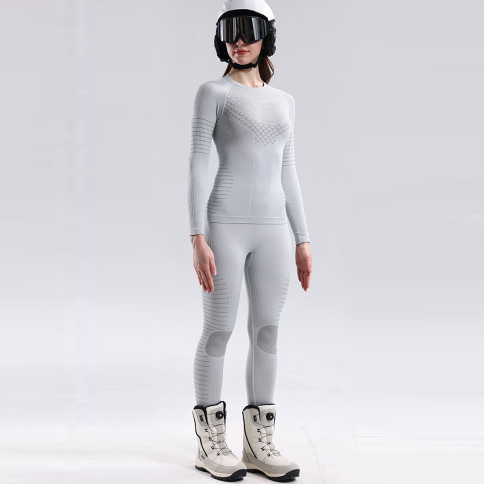 Intimo termico da donna Long Johns, foderato in pile, pigiama