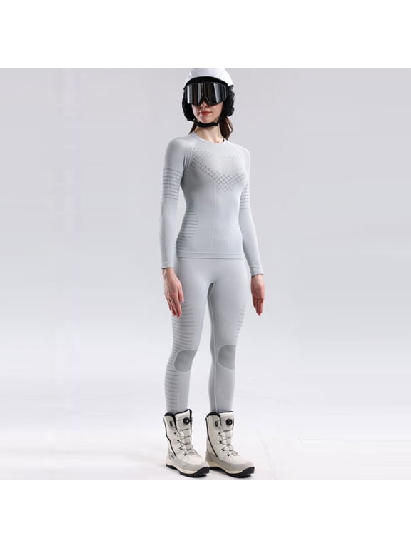 Women's Ski Base Layer Set - Thermal Compression Underwear Merino Wool Blend, Moisture Wicking Warm Long Johns for Snowboarding & Cold Weather