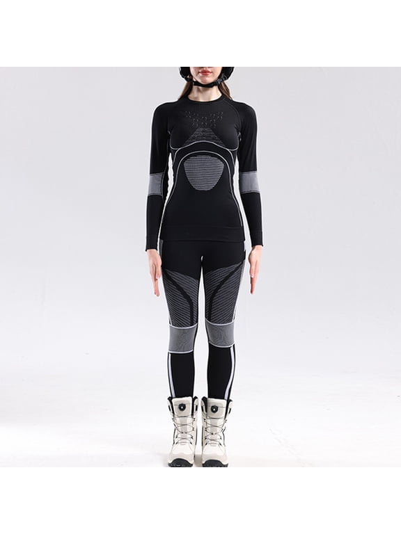 Women's Ski Base Layer Set - Thermal Compression Underwear Merino Wool Blend, Moisture Wicking Warm Long Johns for Snowboarding & Cold Weather