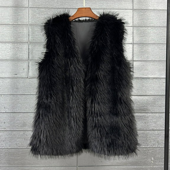 Wowcloth Women's Sleeveless Solid Cropped Faux Fur Coat - Thermal Warmth Winter Outerwear for Casual & Fashion Style