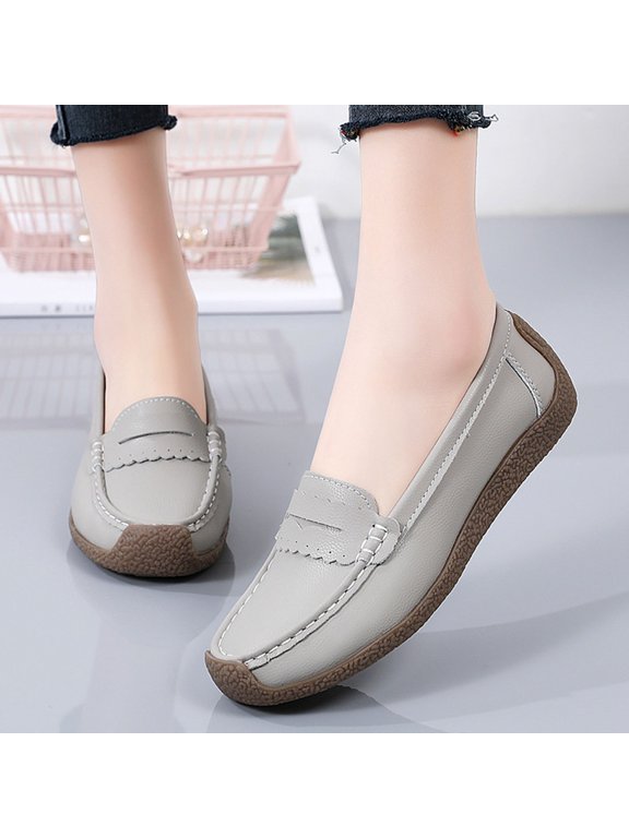 Women's Slip-On Sneakers - Lightweight Anti-Slip with Breathable Bean Shoes for Casual Comfort