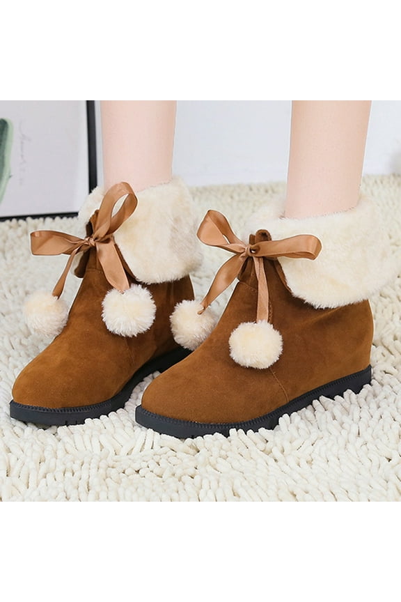 Women's Snow Boots – Block Heel Lift-Insole Mid-Calf Winter Boots with Thermal Warmth for Outdoor Comfort