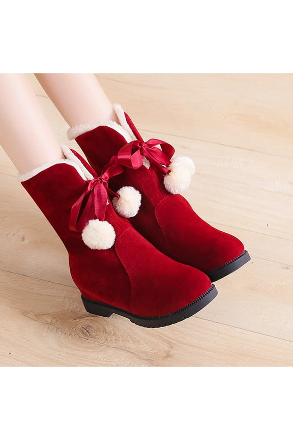 Women's Snow Boots – Block Heel Lift-Insole Mid-Calf Winter Boots with Thermal Warmth for Outdoor Comfort