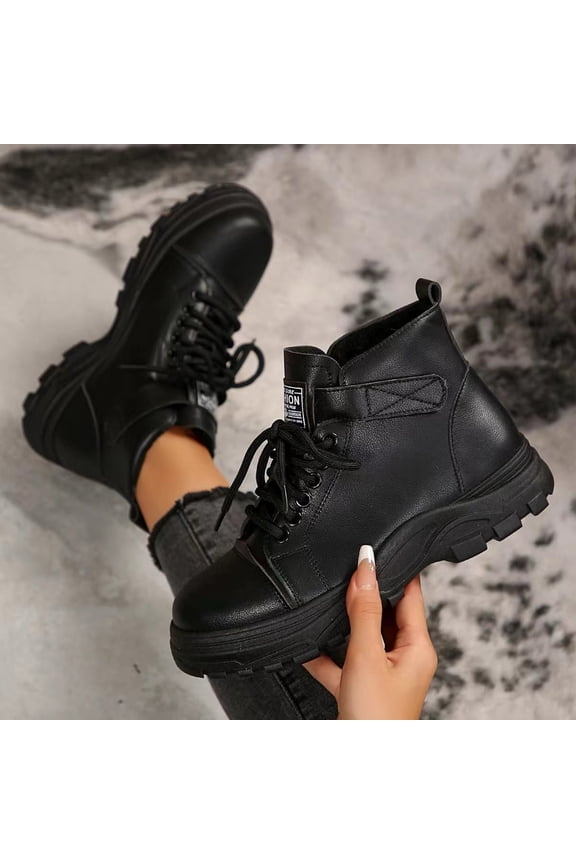 Women's Snow Boots – Fashionable Casual Versatile Outdoor Ankle-Length Front Lace-Up Waterproof Comfort Thick Sole Winter Footwear