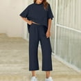 thumbnail image 1 of Wowcloth Women's Solid Color Batwing Sleeve Set - Oversized Pullover & Wide Leg Pants, High Waist Pocket Lounge Two Piece Outfit, 1 of 9