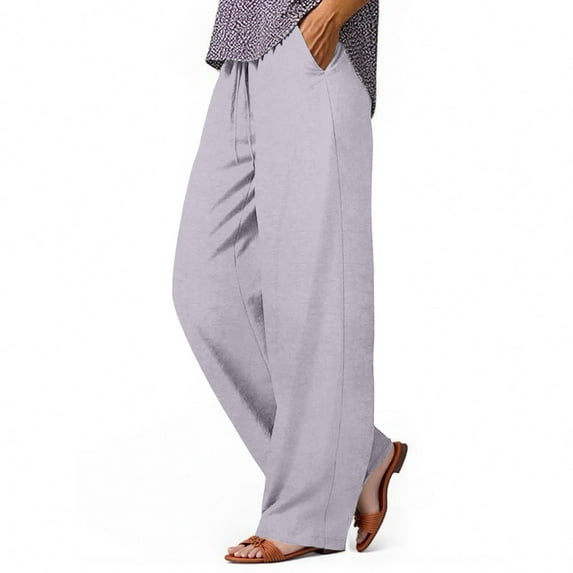 Wowcloth Women's Solid Color Drawstring Waist Casual Long Pants with Side and Back Pockets
